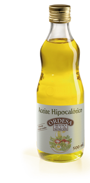 Aceite Hipocalórico Ordesa, Botella de cristal de 500 ml.